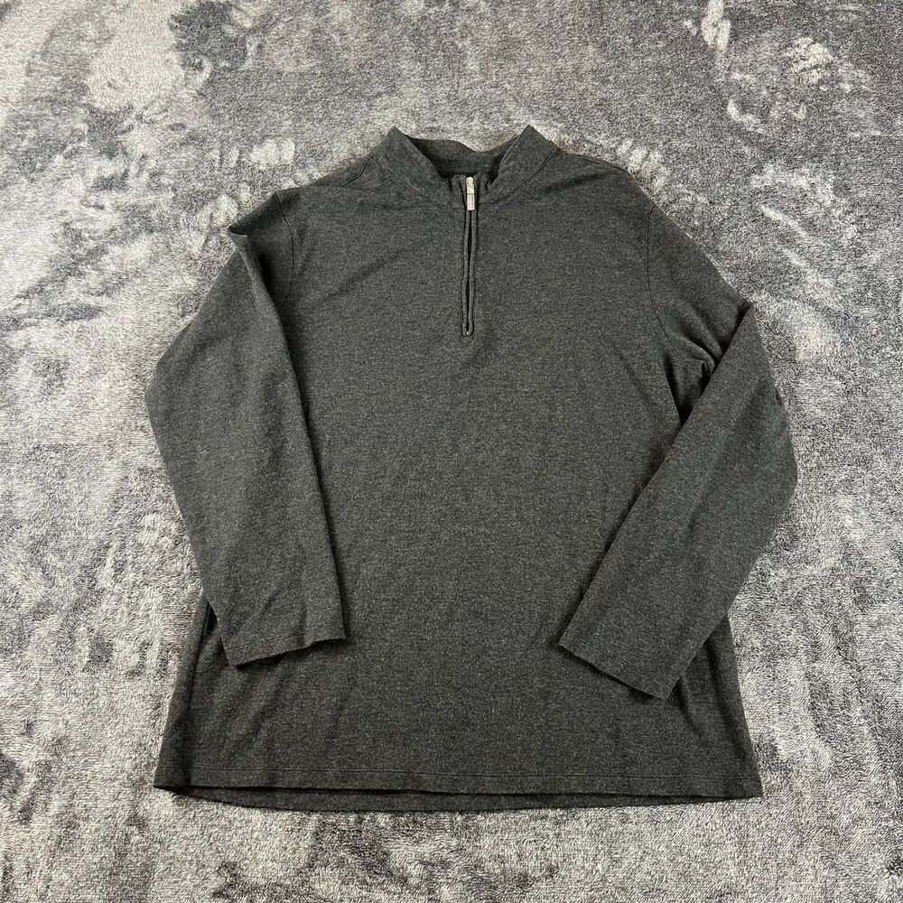 Mizzen + Main 1/4 Zip Pullover Mock Neck Dark Gray Long Sleeve Men's XL